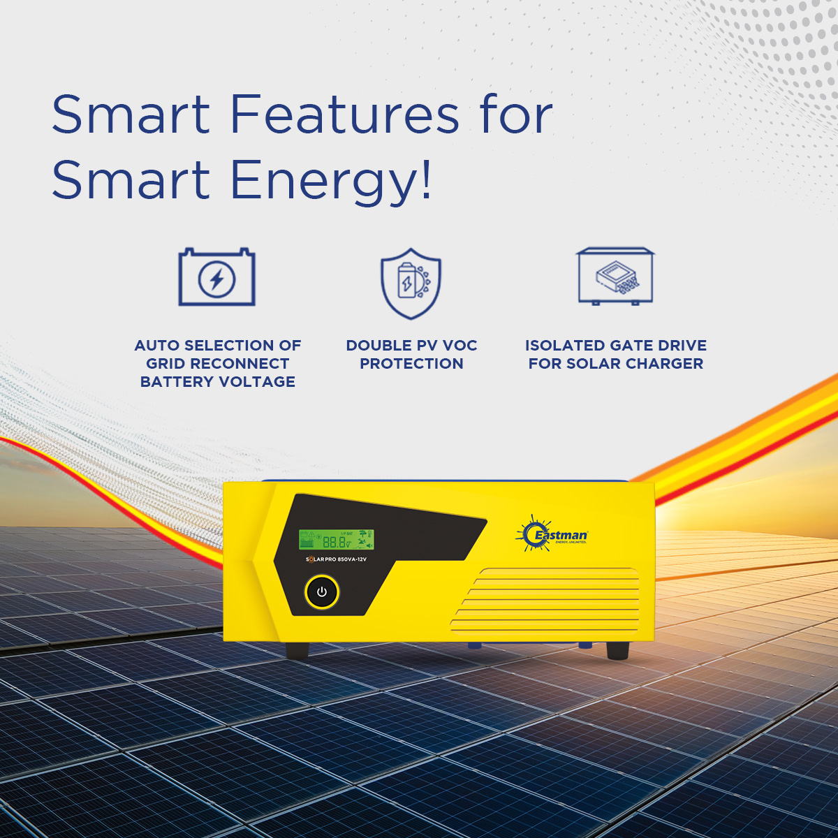 Eastman Solar-Pro 850VA 850 VA 12 V Single Phase Sine Wave PWM Off Grid Solar Inverter_3