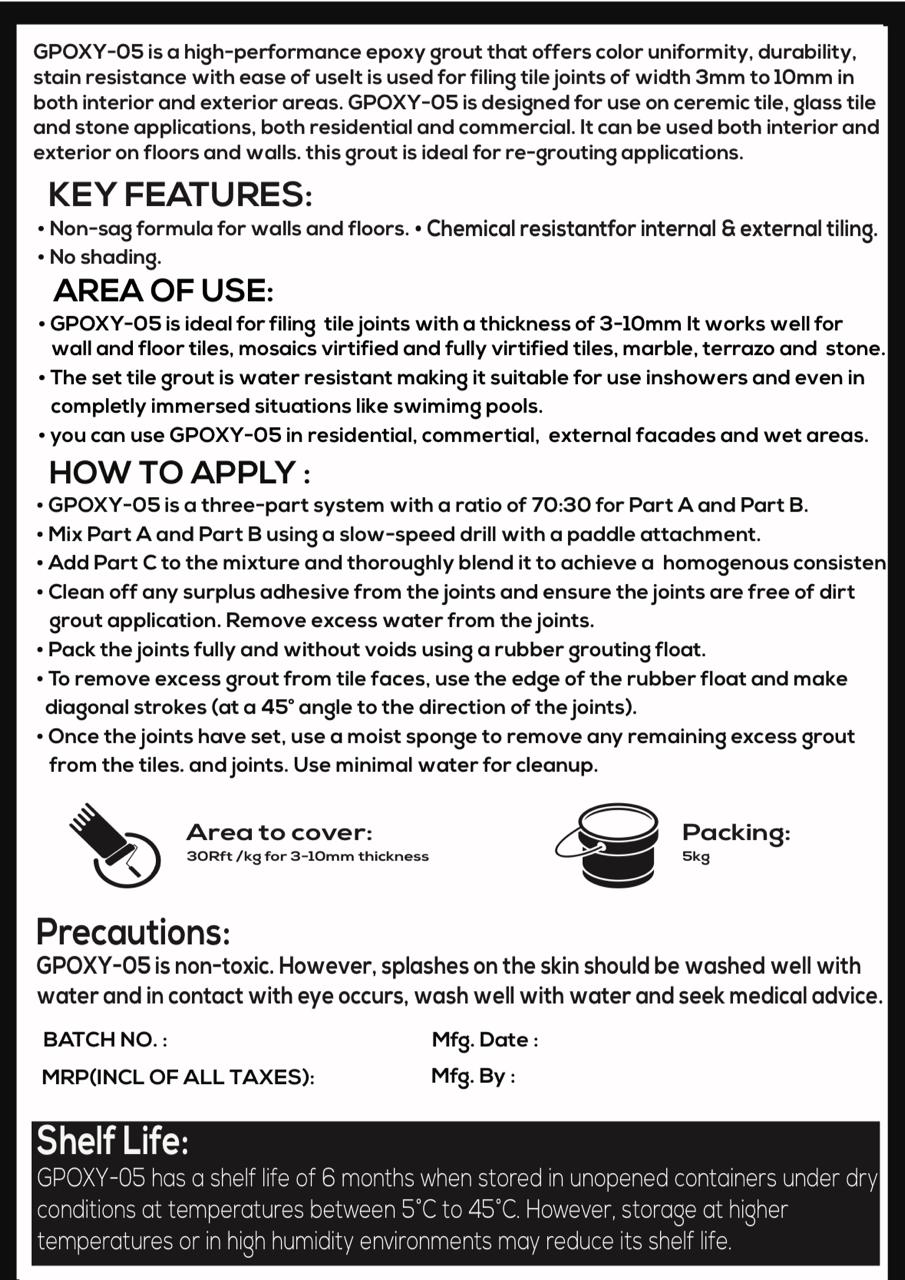 CONCREED Epoxy Tile Grout 5 kg Bucket_1