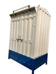 Dolphin Mild Steel 8 ft Portable Toilet Cabin White and Blue_0
