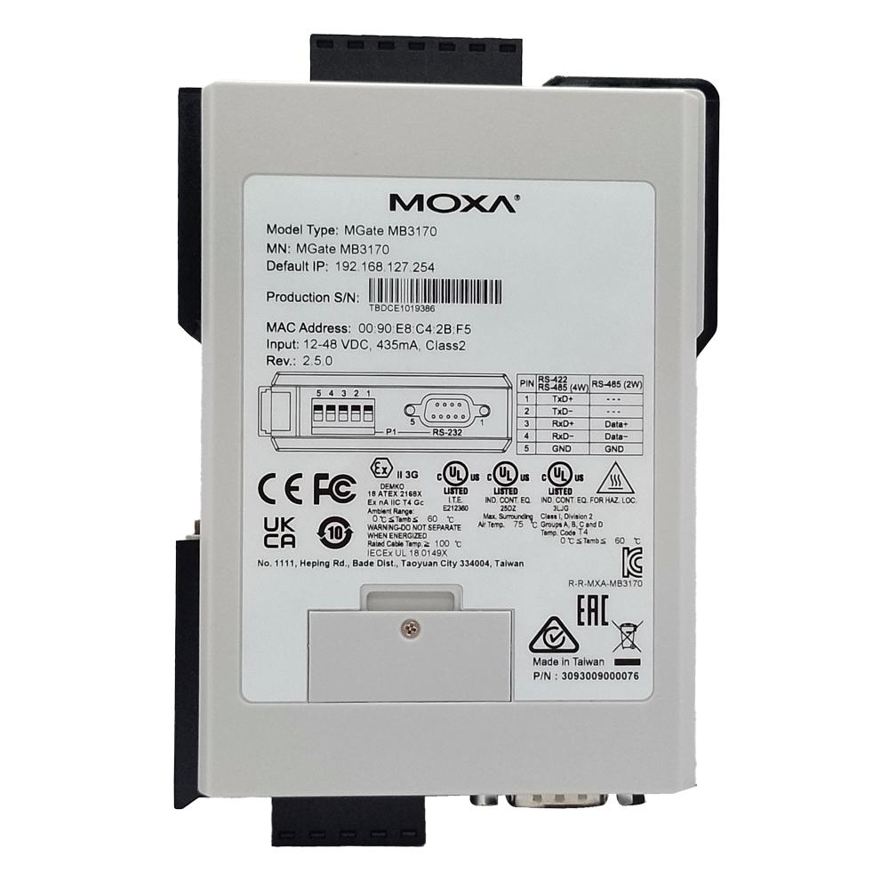 MOXA MB3170 10/100 Mbps 8-pin RJ45 RS 232 Modbus Gateway_1