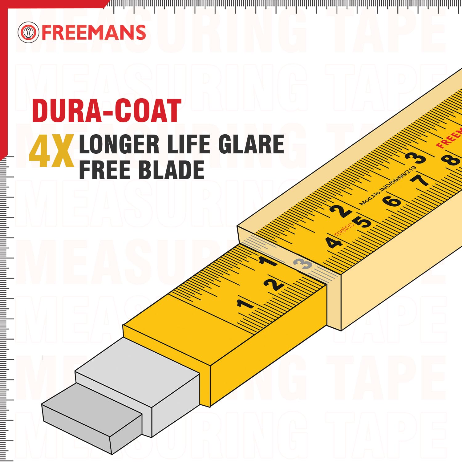 FREEMANS 19 mm ABS Plastic, Steel Tape Measuring Tapes IK519 5 m Yellow and Black_2