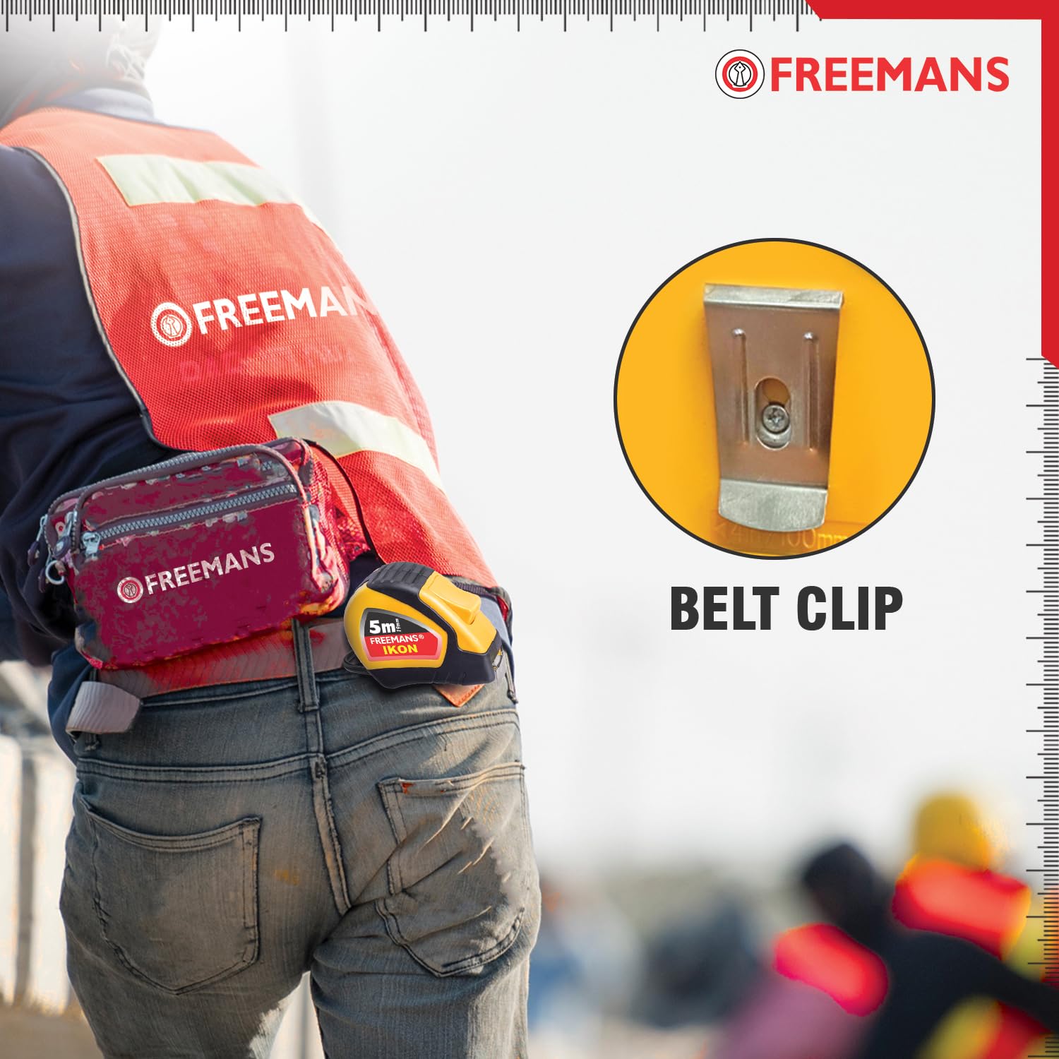 FREEMANS 19 mm ABS Plastic, Steel Tape Measuring Tapes IK519 5 m Yellow and Black_4