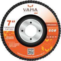 VAMA ABRASIVES 7 inch Flap Discs T27-WA60 80 Grit 22 mm_0