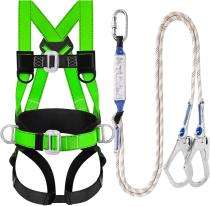 Karam Polyester Full Body Harness Double Rope Scaffold Hook Safety Harness Medium_0