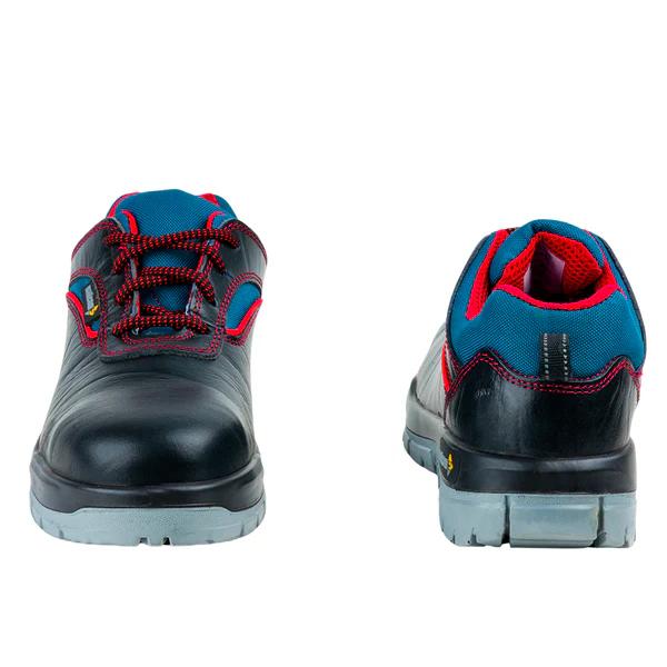 Mallcom Devon Black Wood Print Leather Steel Toe Safety Shoes Black and Blue_4