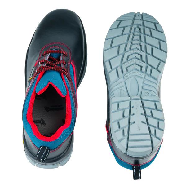 Mallcom Devon Black Wood Print Leather Steel Toe Safety Shoes Black and Blue_3