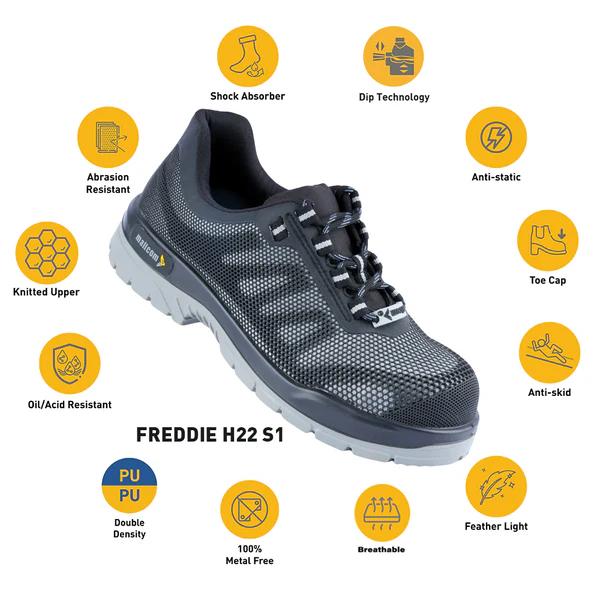 Mallcom Freddie H22 Polyester Knitted Composite Toe Safety Shoes Black and Grey_2