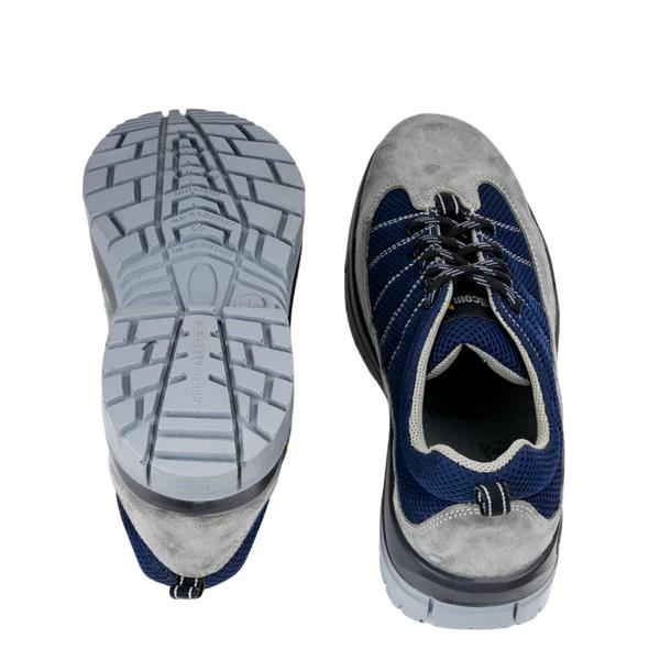 Mallcom Leo B Suede Leather and Mesh Steel Toe Safety Shoes Grey and Blue_4