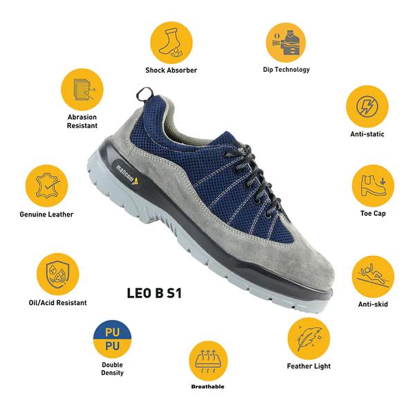 Mallcom Leo B Suede Leather and Mesh Steel Toe Safety Shoes Grey and Blue_2