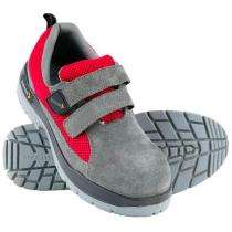 Mallcom Leperm Suede Leather and Mesh Steel Toe Safety Shoes Grey and Red_0