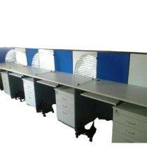 Workstation Office Tables White and Blue Wood_0