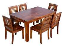 Hasanali Furnishing Wooden 6 Seater Traditional Dining Table Set Rectangular Brown_0