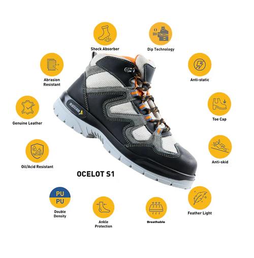 Mallcom Ocelot Nubuck Suede Leather Steel Toe Safety Shoes Black and Grey_1