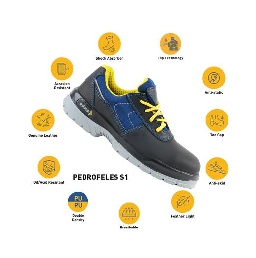 Mallcom Pedrofeles Buff Nubuck Leather Steel Toe Safety Shoes Black and Blue_1