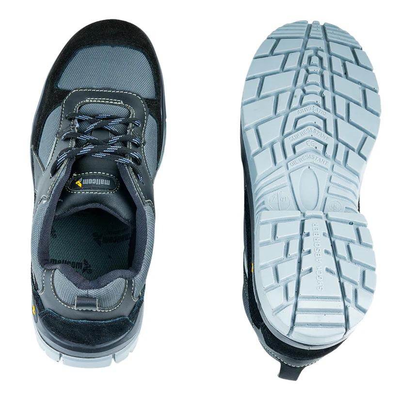 Mallcom Rufus M01 Microfiber + Suede + Mesh Steel Toe Safety Shoes Black and Grey_3
