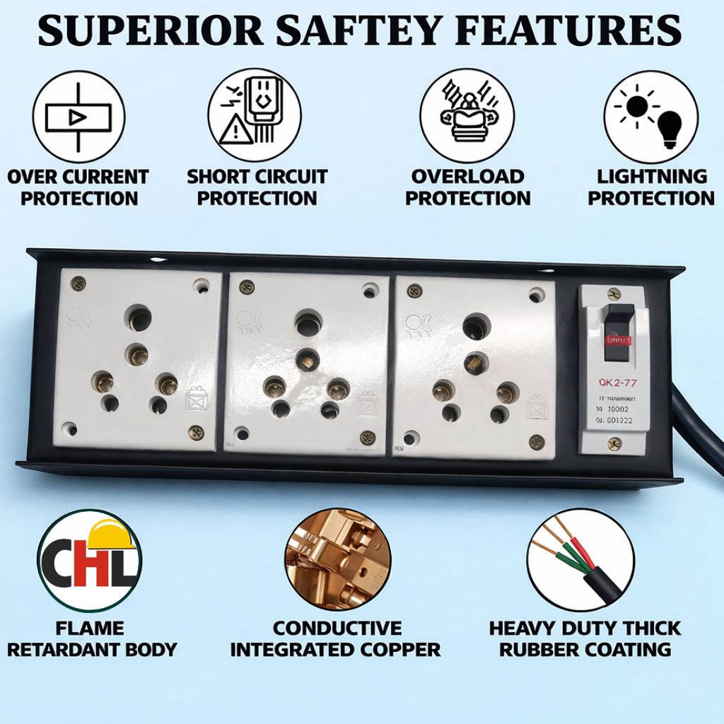 CHL Universal Socket 3 Socket Universal 10.2 in Extension Board_2