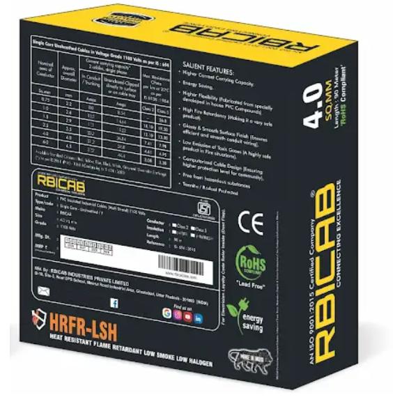 RBICAB 4 sqmm HR-FR-LSH Electric Wire Yellow 90 m_1