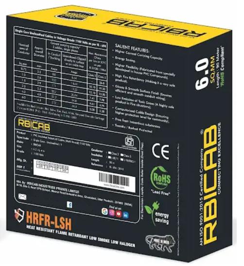 RBICAB 6 sqmm HR-FR-LSH Electric Wire Green 90 m_1