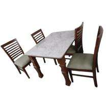 Wooden 4 Seater Modern Dining Table Set Rectangular Brown_0