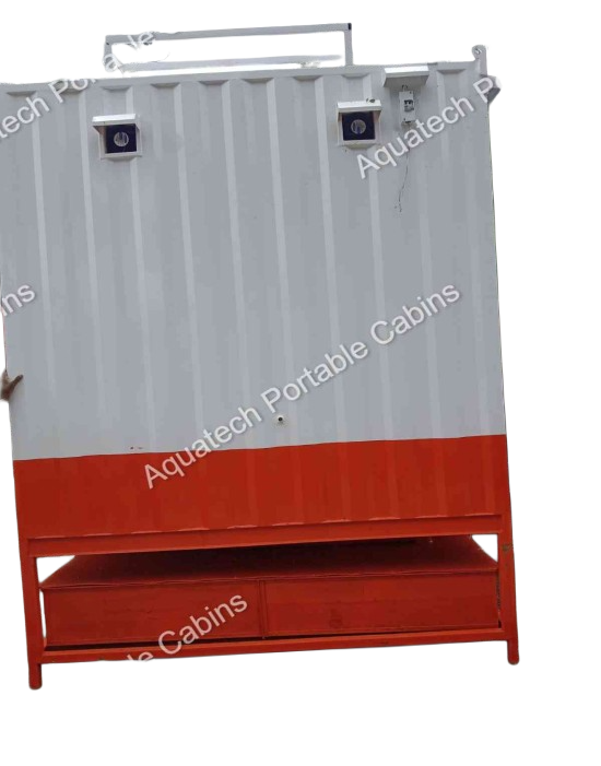 APC Mild Steel 8 ft Portable Toilet Cabin White and Red_2