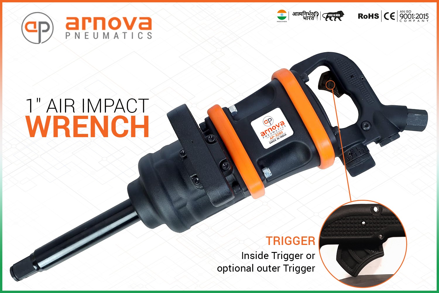Arnova 1 inch Pneumatic Impact Wrenches AP-3200 3200 Nm_2