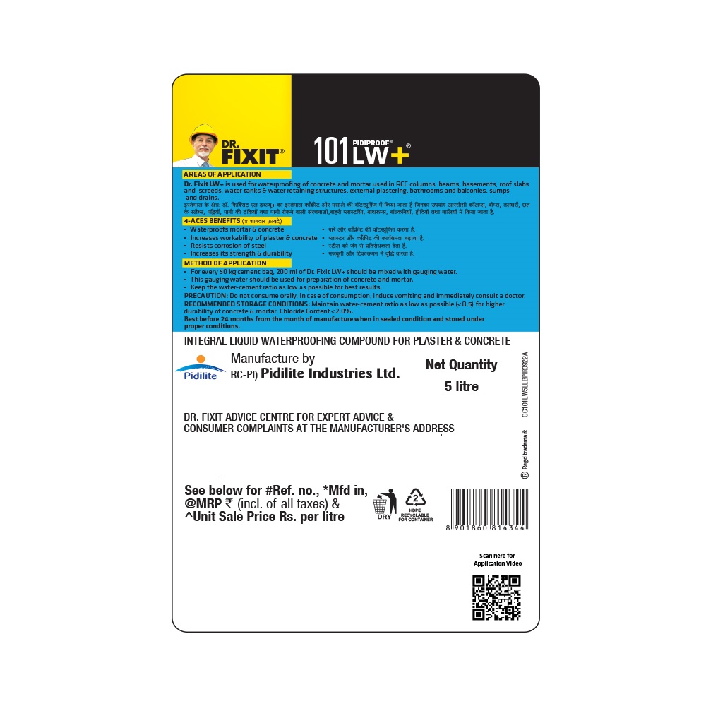 Dr.FIXIT 101 PIDIPROOF LW+ Waterproofing Chemical in Litre_1