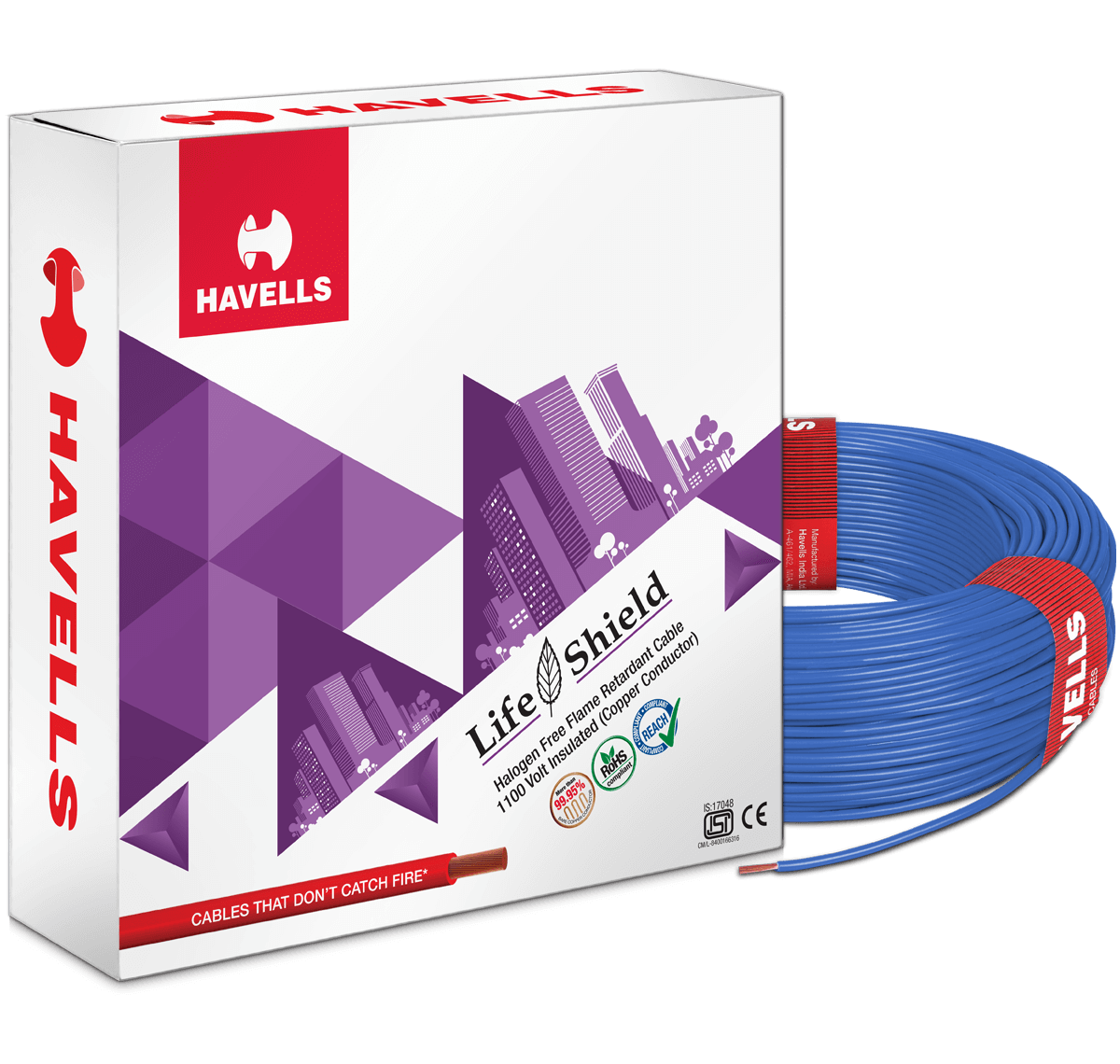 HAVELLS 1.5 sqmm Life Shield HFFR Electric Wire Blue 180 m_0