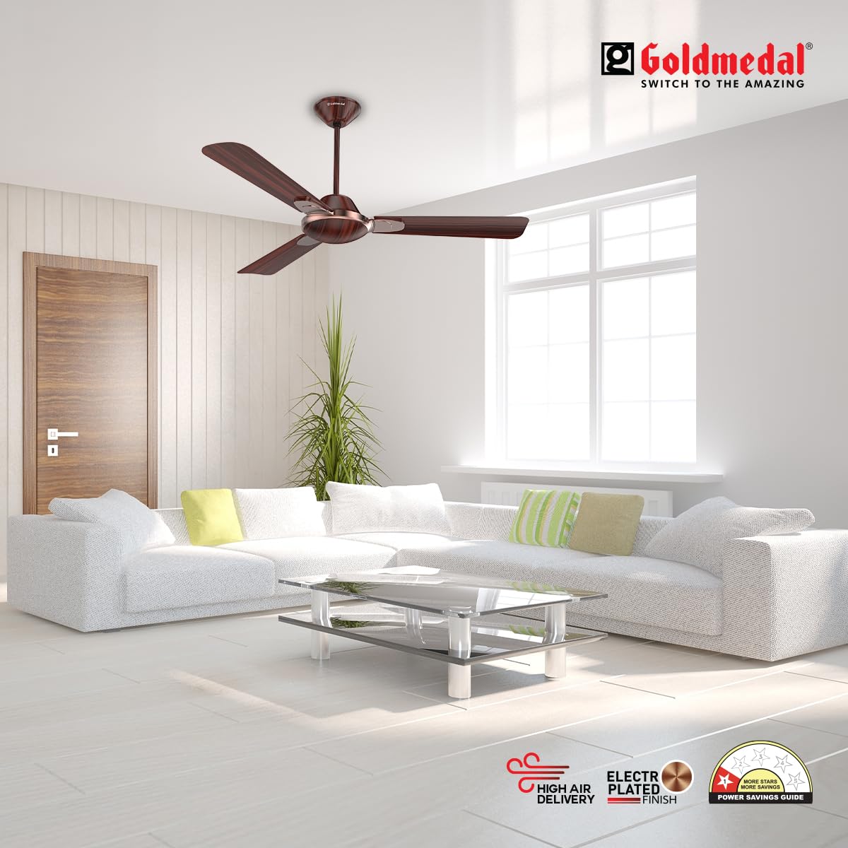 Goldmedal Flora 1200 mm 3 Blades 52 W Antique Copper Rosewood Ceiling Fans_4