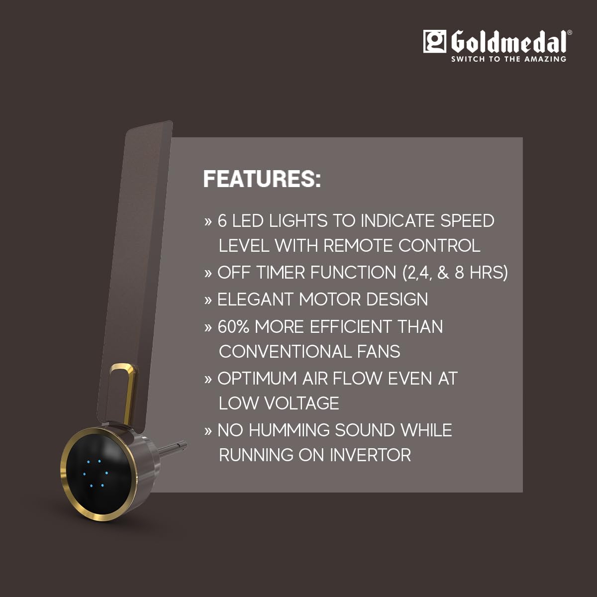 Goldmedal Opus Prime BLDC 1200 mm 3 Blades 30 W Pearl Brown Ceiling Fans_2