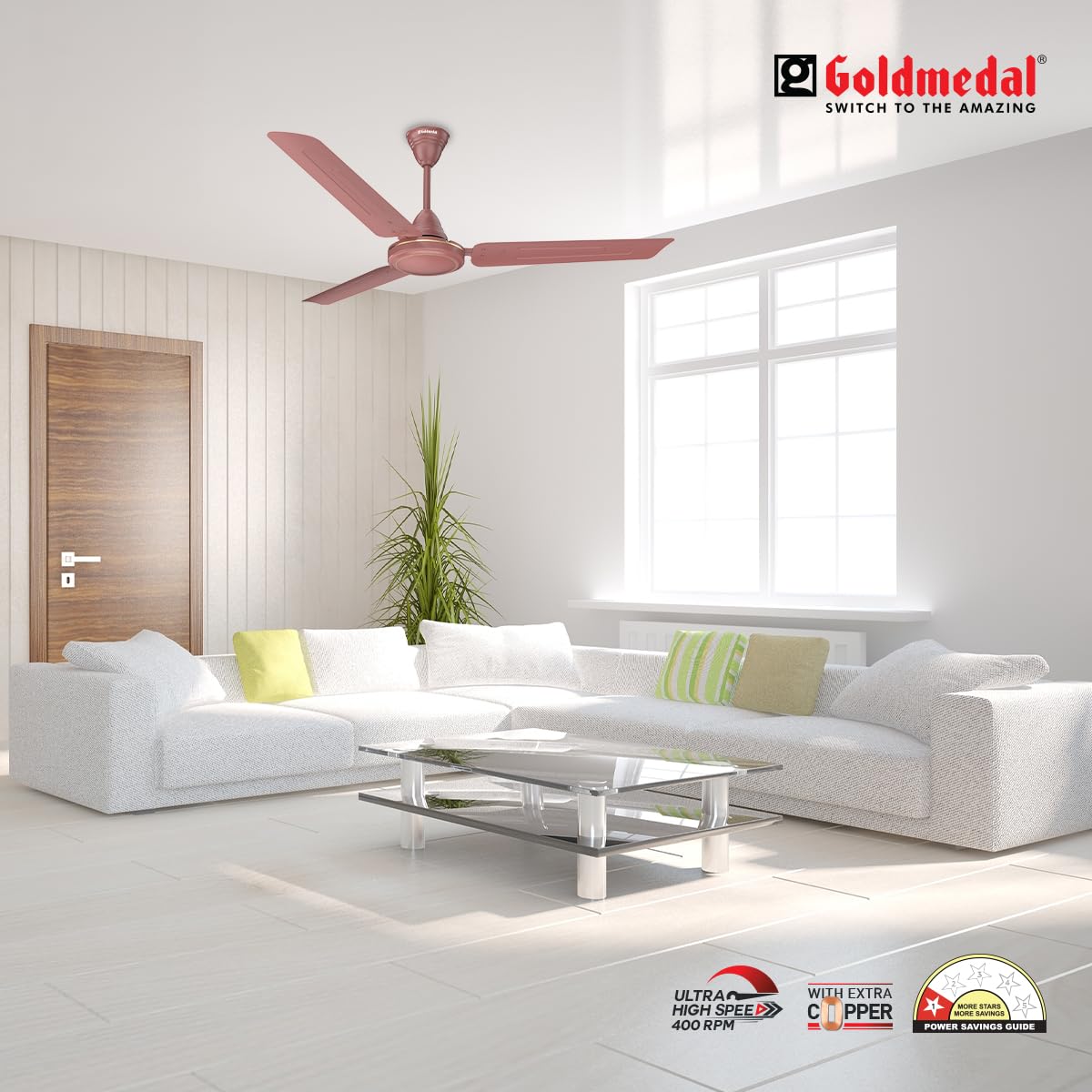 Goldmedal Volt 400 1200 mm 3 Blades 52 W Matt Brown Ceiling Fans_1