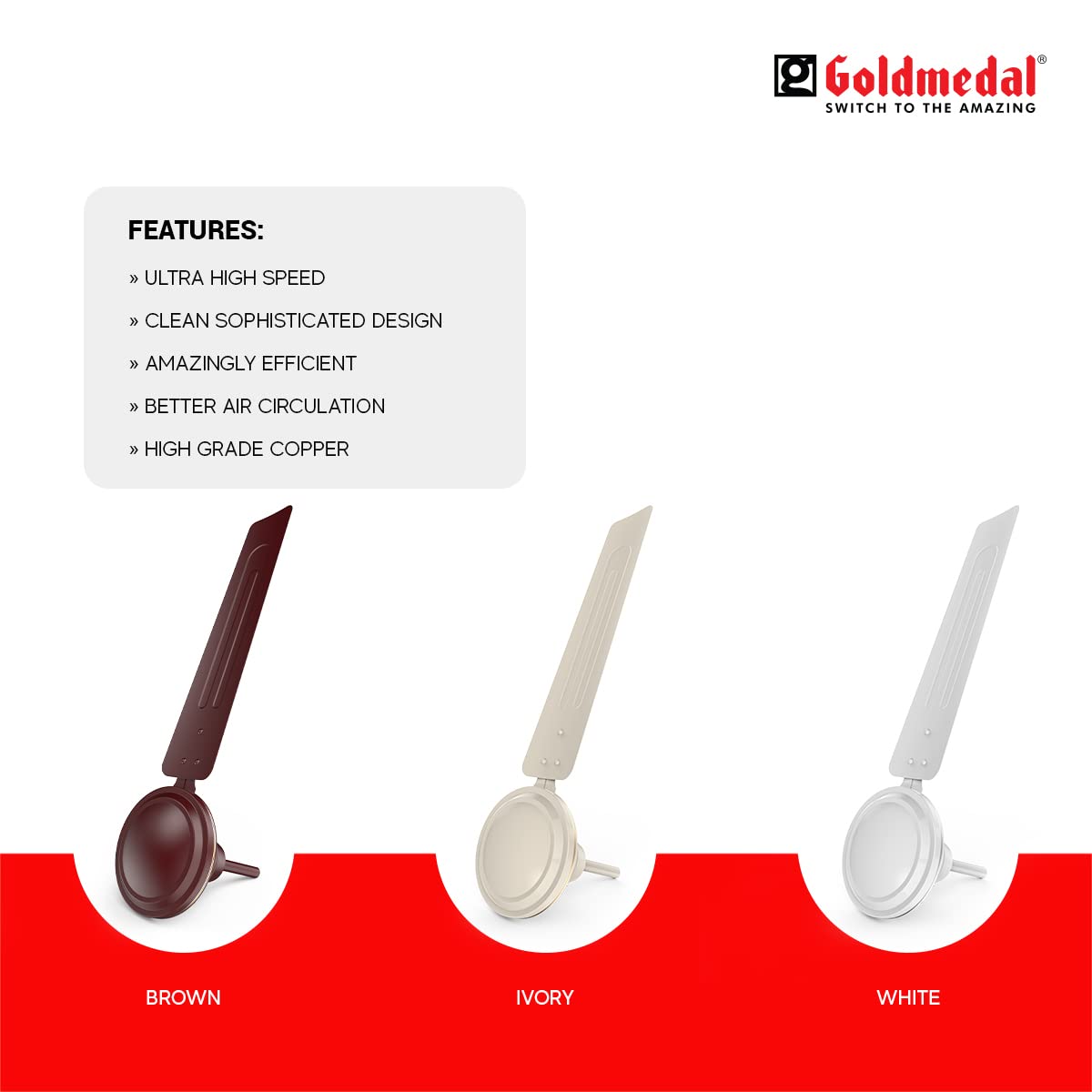 Goldmedal Air GT 1200 mm 3 Blades 52 W Brown Ceiling Fans_2