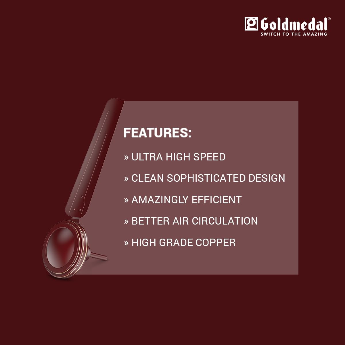 Goldmedal Gati 400 Neo 1200 mm 3 Blades 50 W Brown Ceiling Fans_3