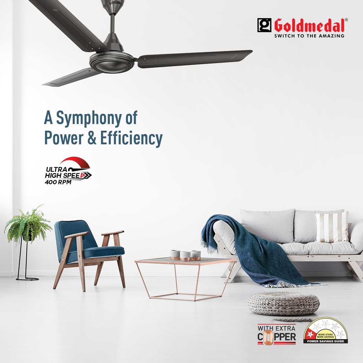 Goldmedal Gati 400 Neo 1200 mm 3 Blades 50 W Grey Ceiling Fans_1