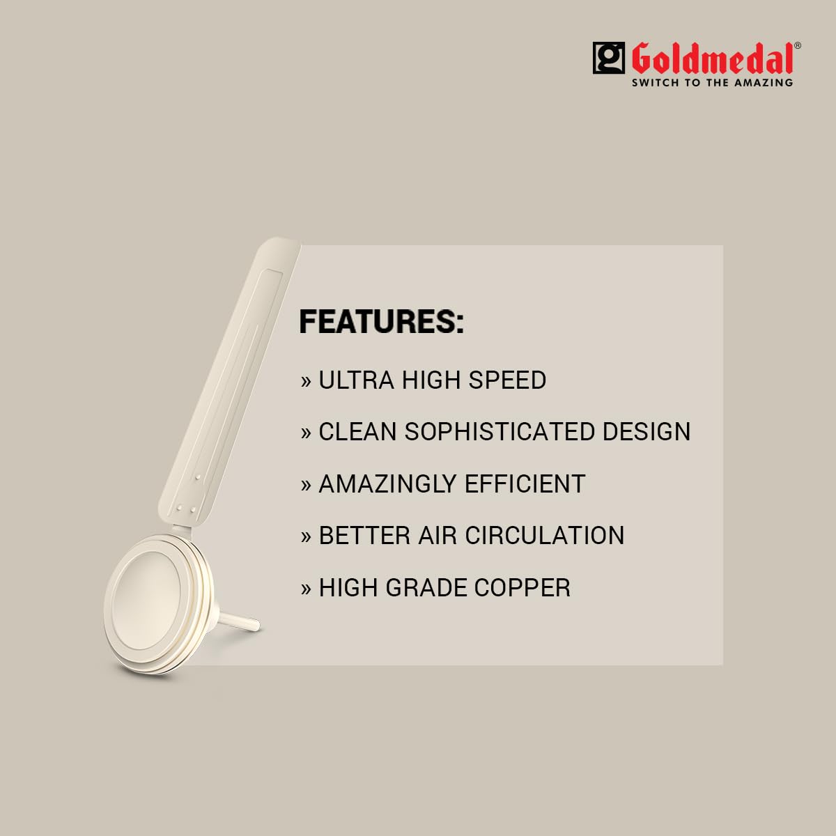 Goldmedal Gati 400 Neo 1200 mm 3 Blades 50 W Ivory Ceiling Fans_3