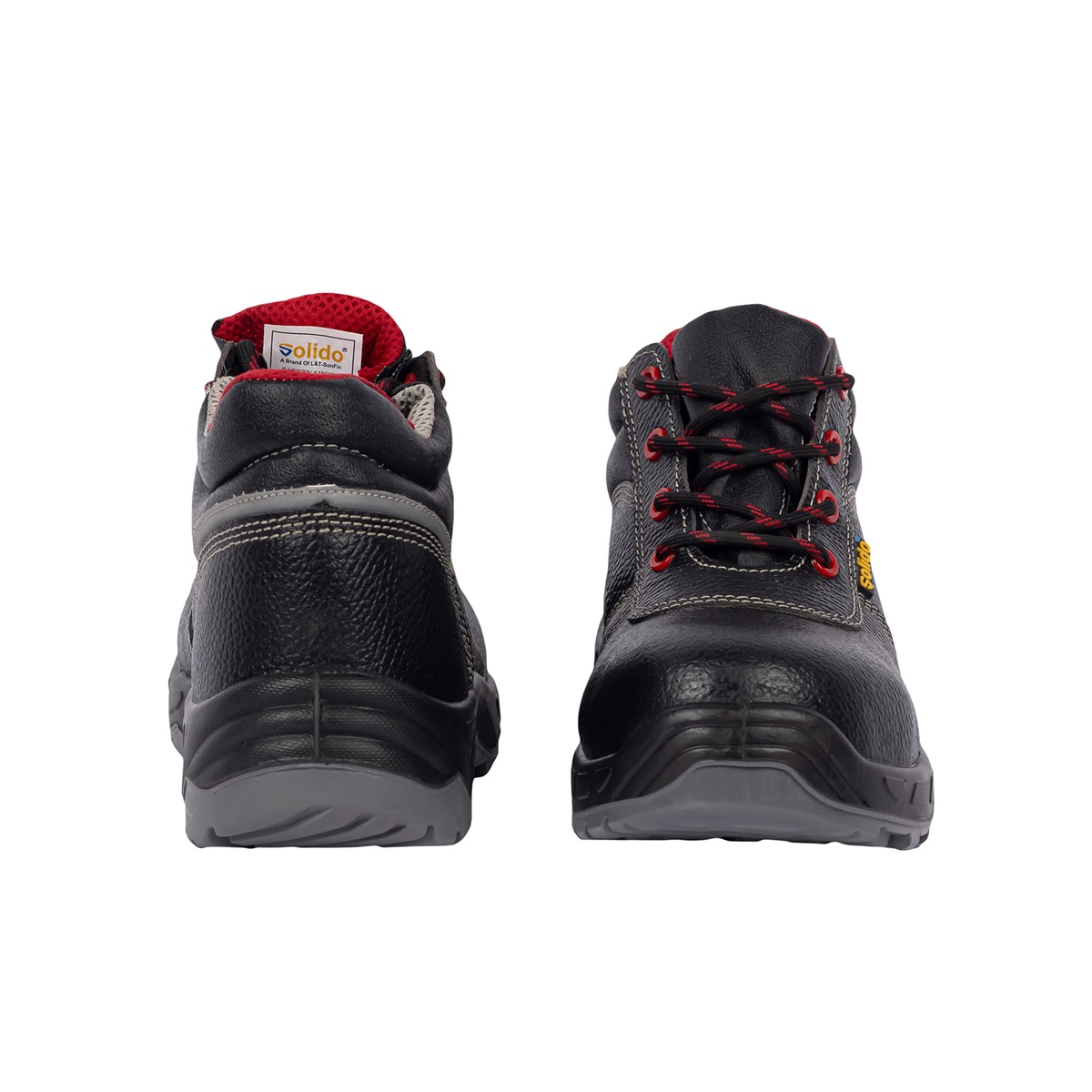 L&T SuFin Brand - Solido Premium High Ankle SY10 Split Barton Print Composite Toe Safety Shoes Black_1