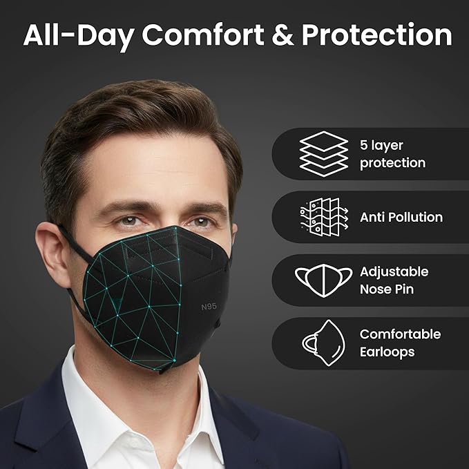 C-Cure N95 5 Layer Nose Masks Standard Black_1