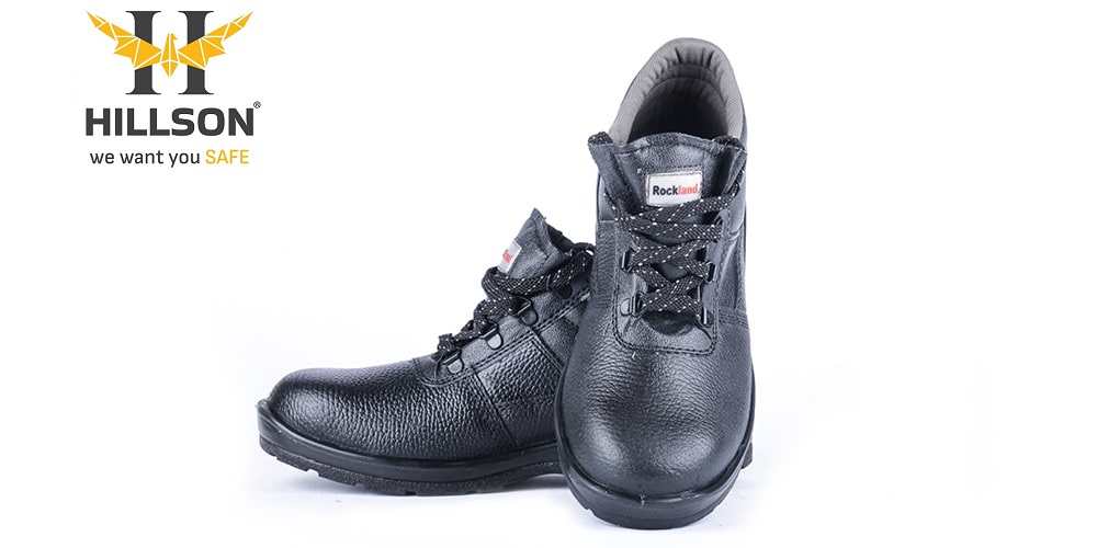 Hillson Rockland Genuine Black Split Leather Steel Toe Safety Shoes Black_1