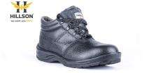 Hillson Rockland Genuine Black Split Leather Steel Toe Safety Shoes Black_0
