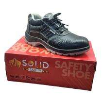 SOLID ORBITO Synthetic Leather Steel Toe Safety Shoes Black_0