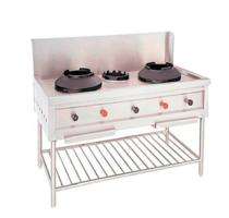 GK Chinese 3 Burners Commercial Gas Stove Stainless Steel 304 Silver_0
