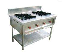 GK Indian 2 Burners Commercial Gas Stove Stainless Steel 304 Silver_0