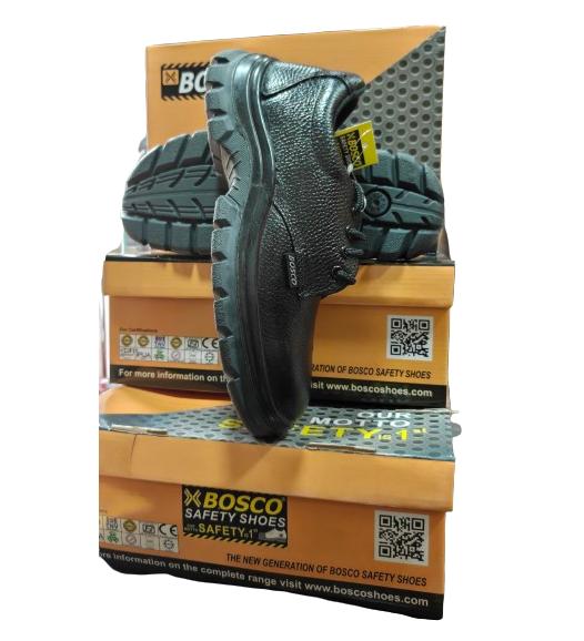 BOSCO RAKSHAK-01 Grain Leather Steel Toe Safety Shoes Black_2
