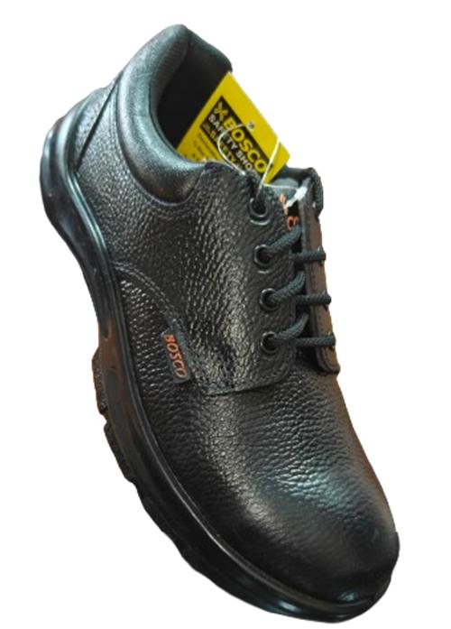 BOSCO CHETAK-01 Grain Leather + PU Coat Fabric Steel Toe Safety Shoes Black_3