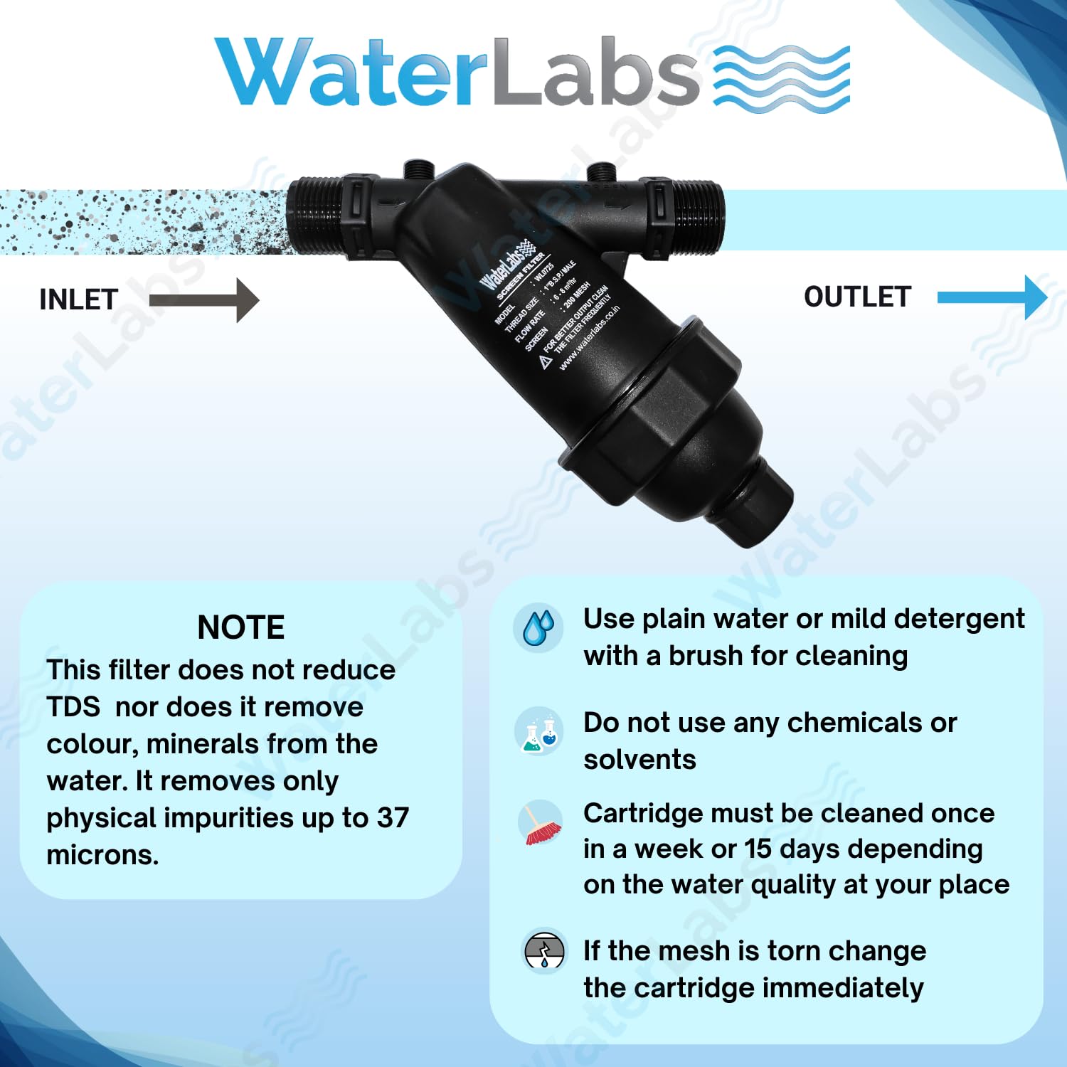 WaterLabs WL0920 37 micron Water Tank Filter 0.75 in_3