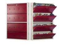 Steel 4 Shelves Shoe Rack 16 Shoe Pairs 51 x 137 x 13 cm Red and White_0