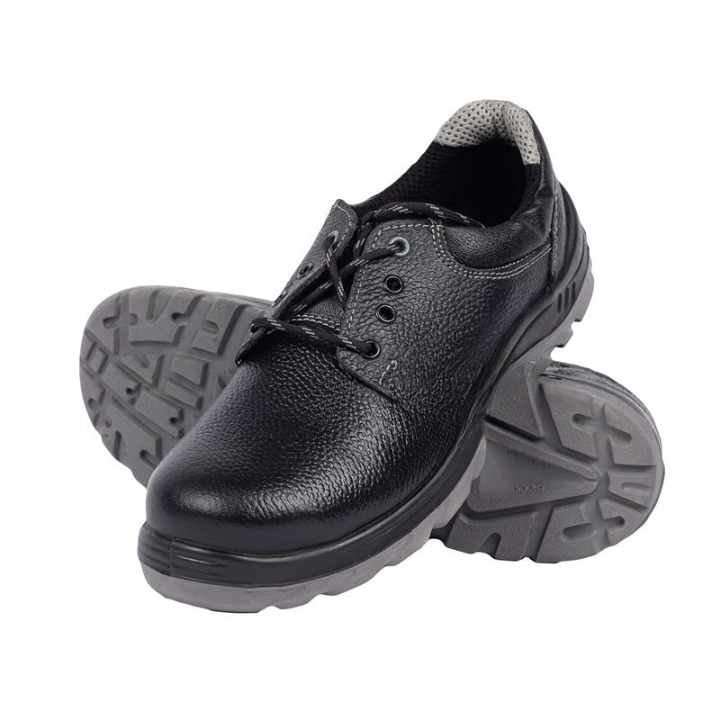 Real Leather Steel Toe Safety Shoes Black_0