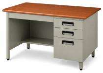 Reception Office Tables Brown and Grey Stainless Steel_0