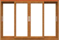 Plastone Sliding 2 Track 4 Panel Golden OAK uPVC Window 12 ft_0