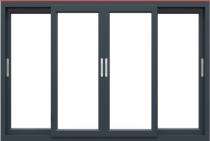 Plastone Sliding 2 Track 4 Panel Black uPVC Window 6 ft_0
