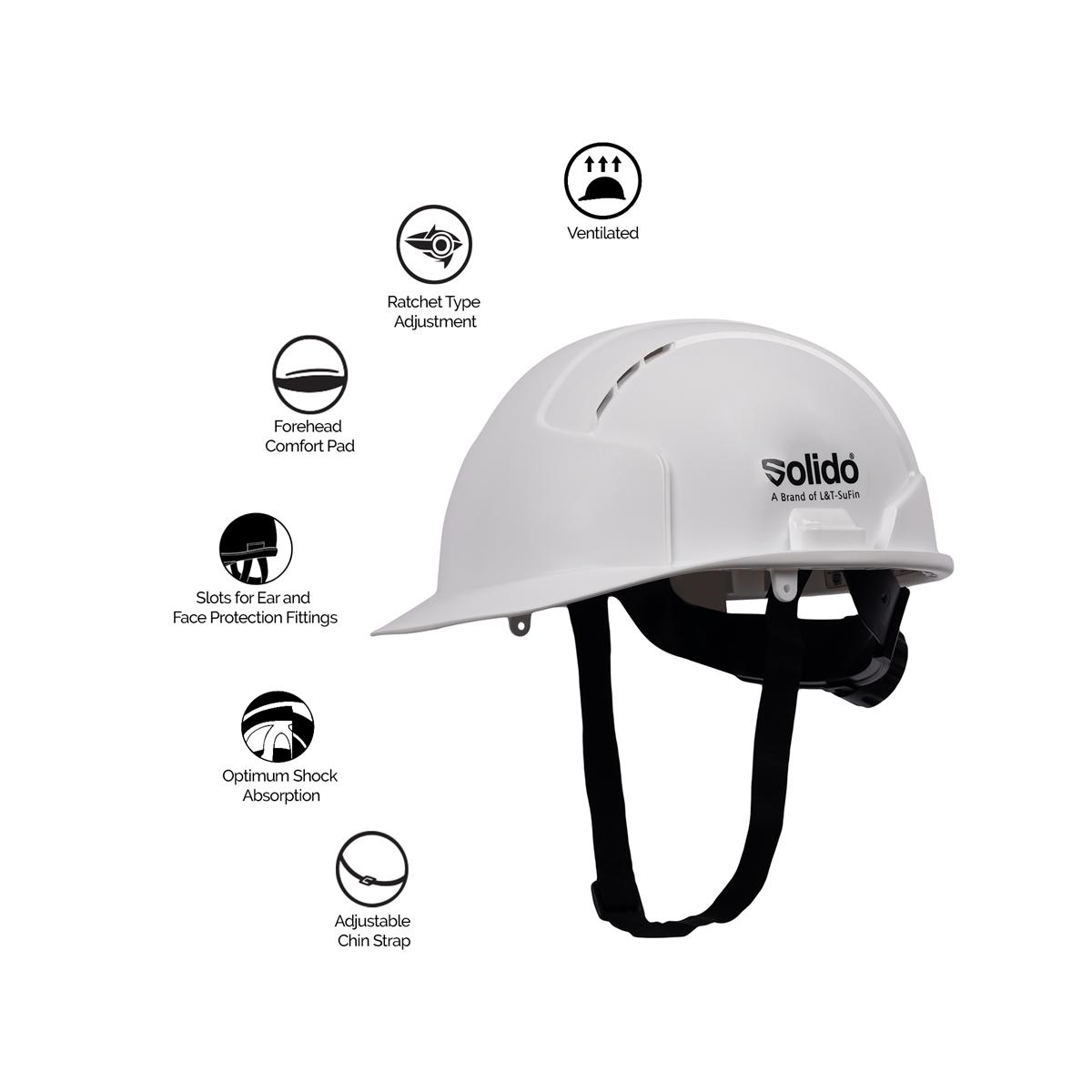 L&T SuFin Brand - Solido HDPE White Air Ventilated Safety Helmets Elite HA05R_2
